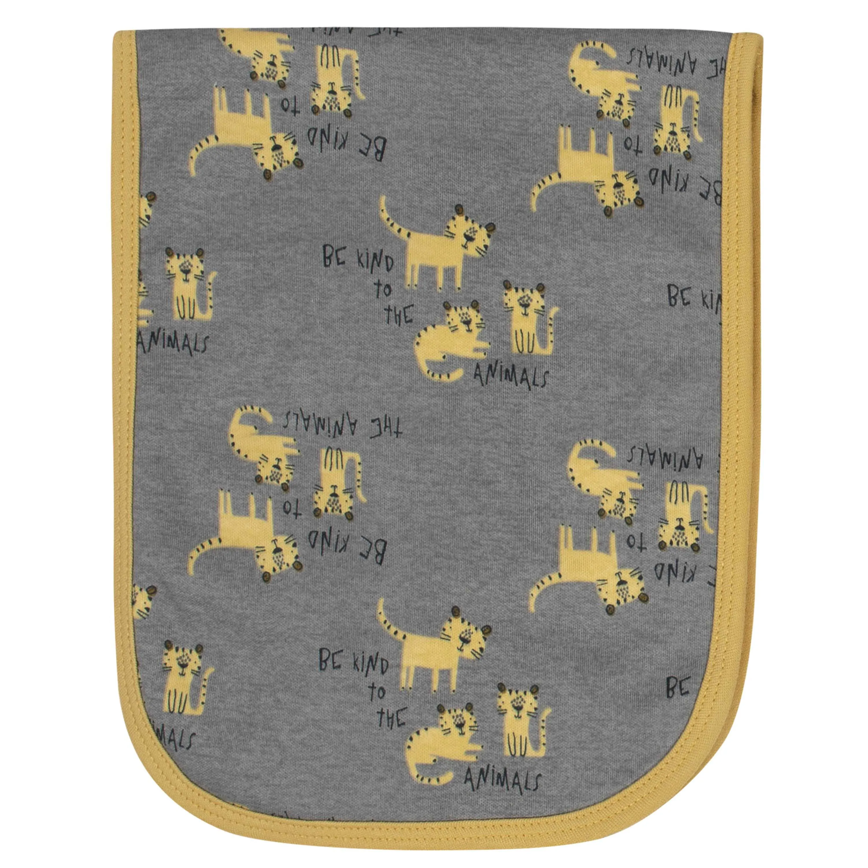 4-Pack Baby Boys Tiger Interlock/Terry Burp Cloths