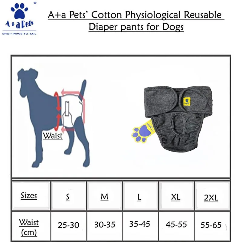 A a Pets’ Cotton Reusable Washable Diaper for Dogs (Red)