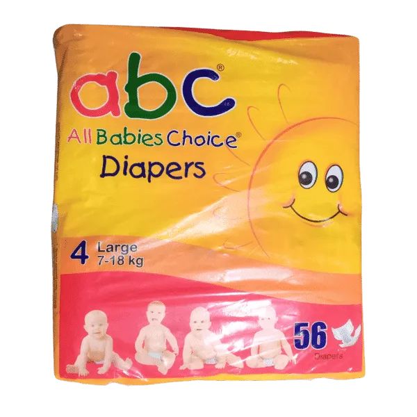 ABC DIAPERS LARGE SIZE 4 7-18KG 56PCS