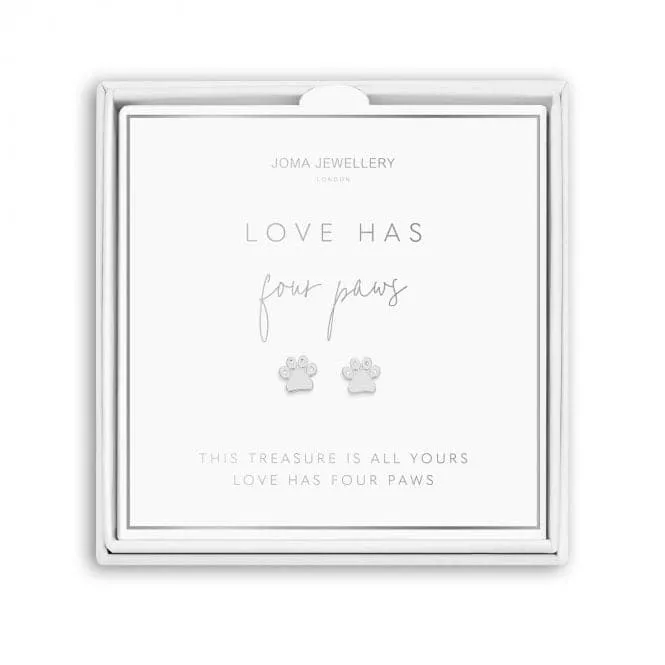 Beautifully Boxed A Little Love Has Four Paws Silver Box Earrings 5308