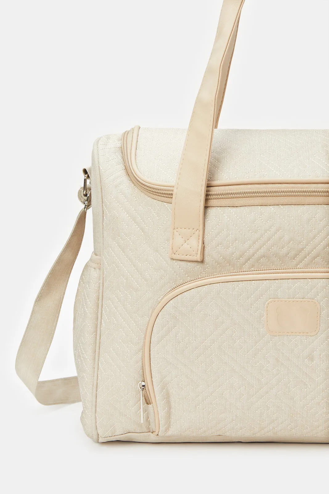 Beige Textured Diaper Shoulder Bag