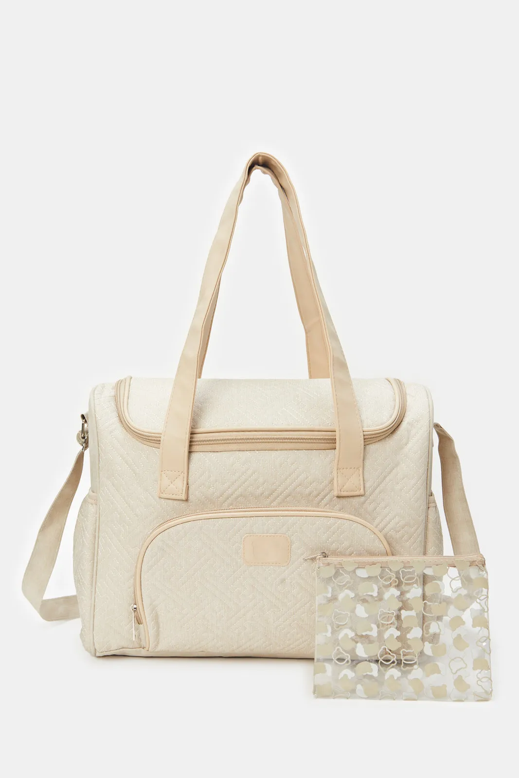 Beige Textured Diaper Shoulder Bag