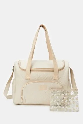 Beige Textured Diaper Shoulder Bag