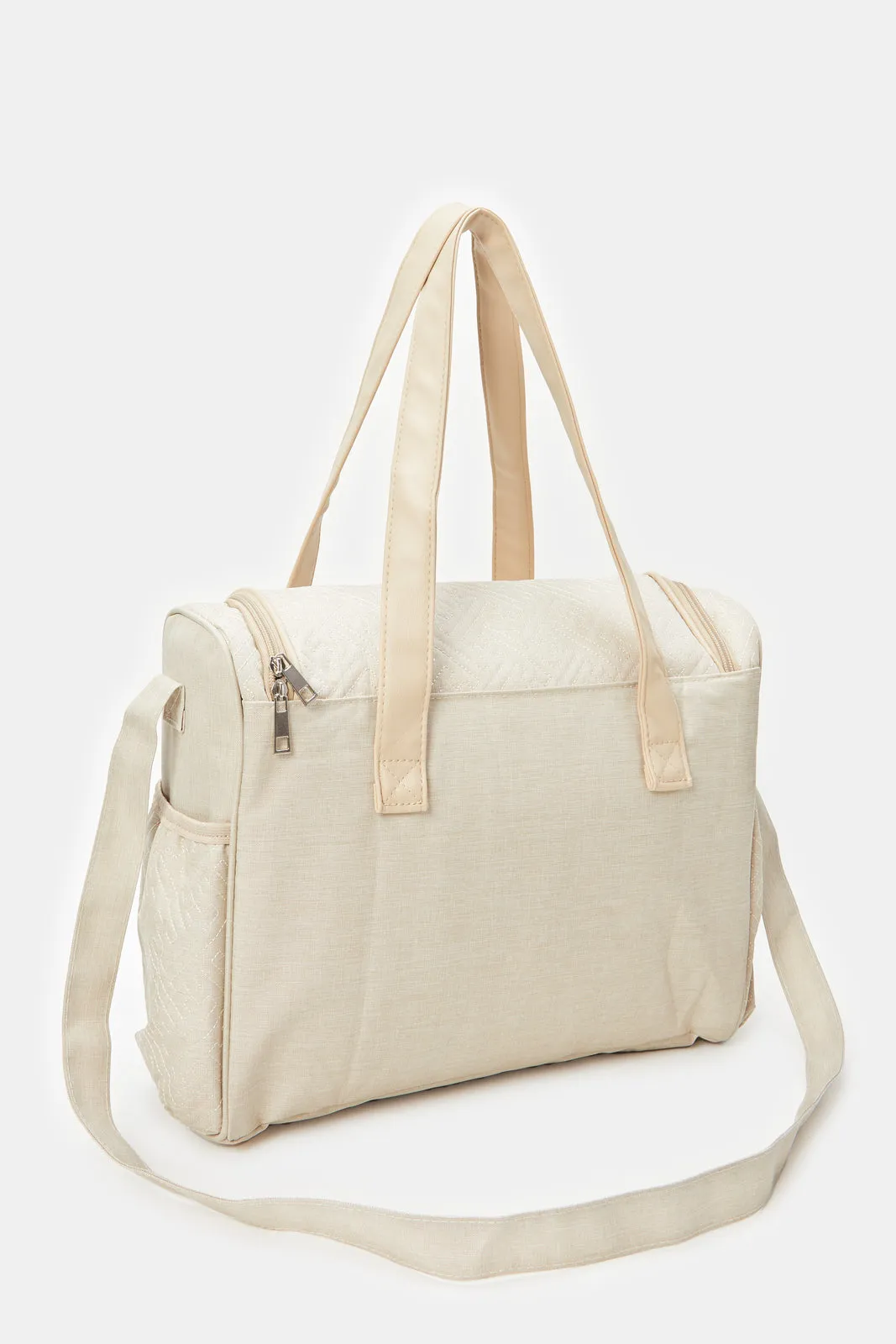 Beige Textured Diaper Shoulder Bag