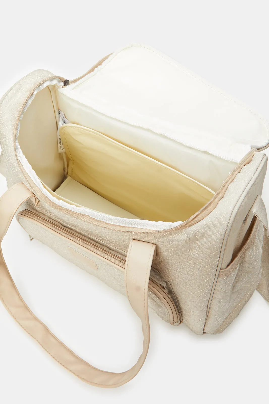 Beige Textured Diaper Shoulder Bag