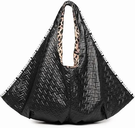 Beige Textured Faux Leather Reversible Hobo Handbag