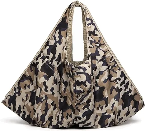 Beige Textured Faux Leather Reversible Hobo Handbag