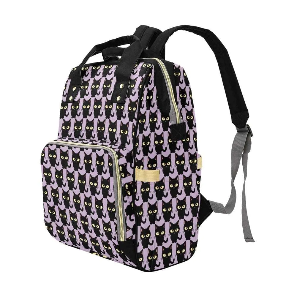 Black Cat Multifunctional Diaper Backpack Bag