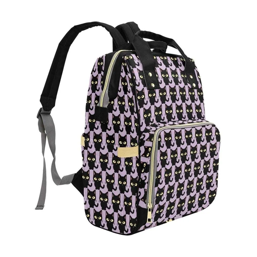 Black Cat Multifunctional Diaper Backpack Bag
