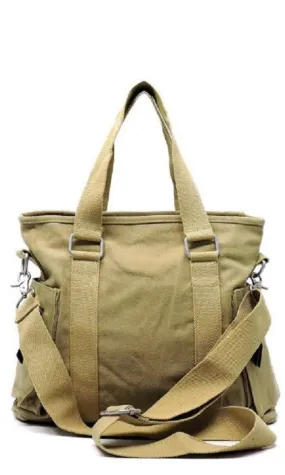 Brock Khaki Canvas Handle With Crossbody Shoulder Strap Messenger Bag