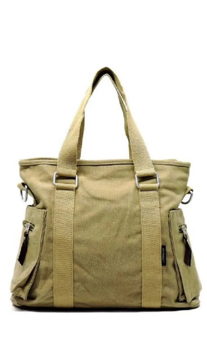 Brock Khaki Canvas Handle With Crossbody Shoulder Strap Messenger Bag