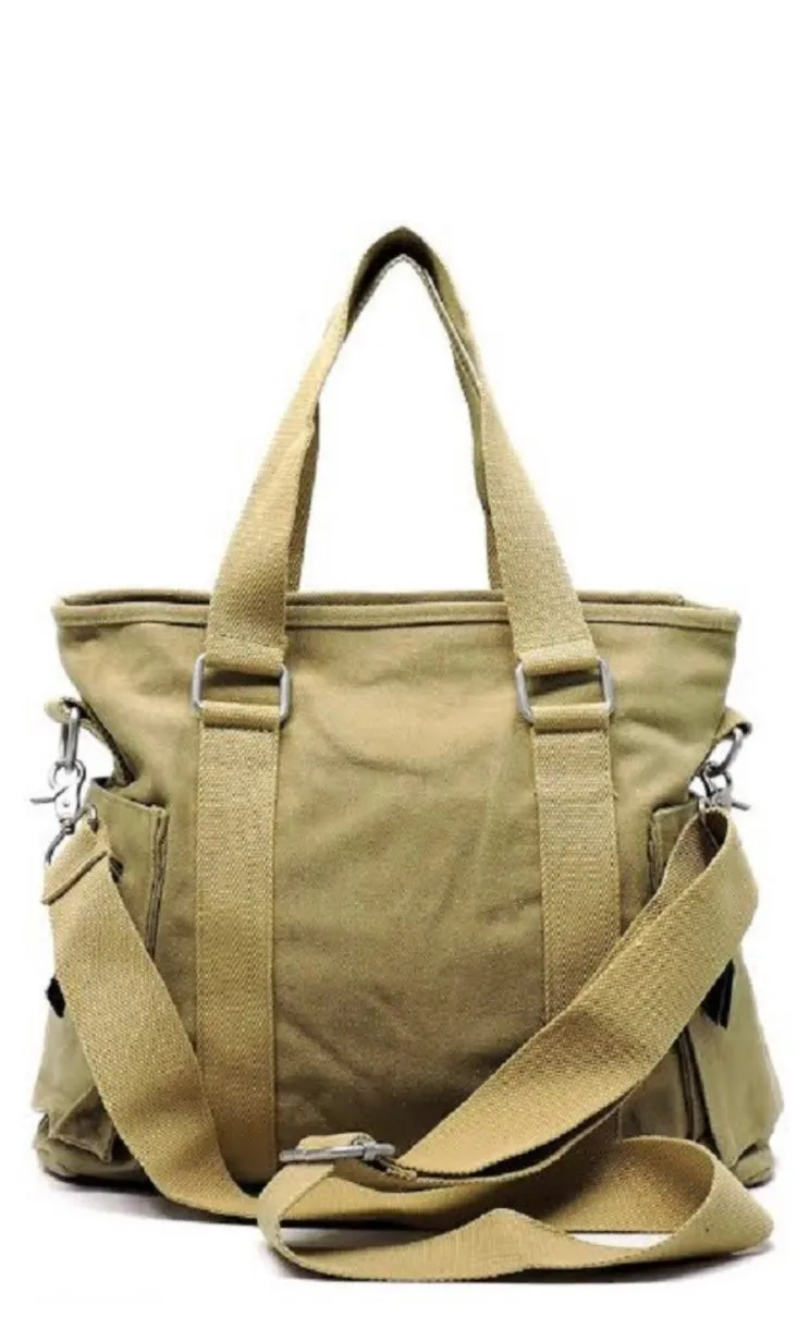 Brock Khaki Canvas Handle With Crossbody Shoulder Strap Messenger Bag