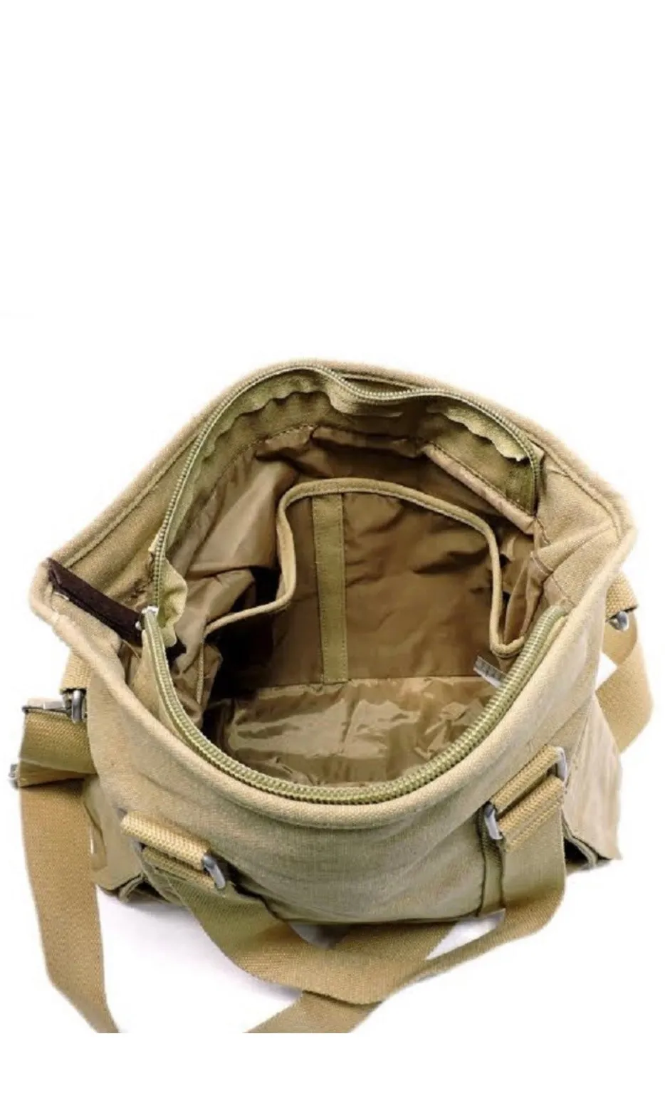 Brock Khaki Canvas Handle With Crossbody Shoulder Strap Messenger Bag