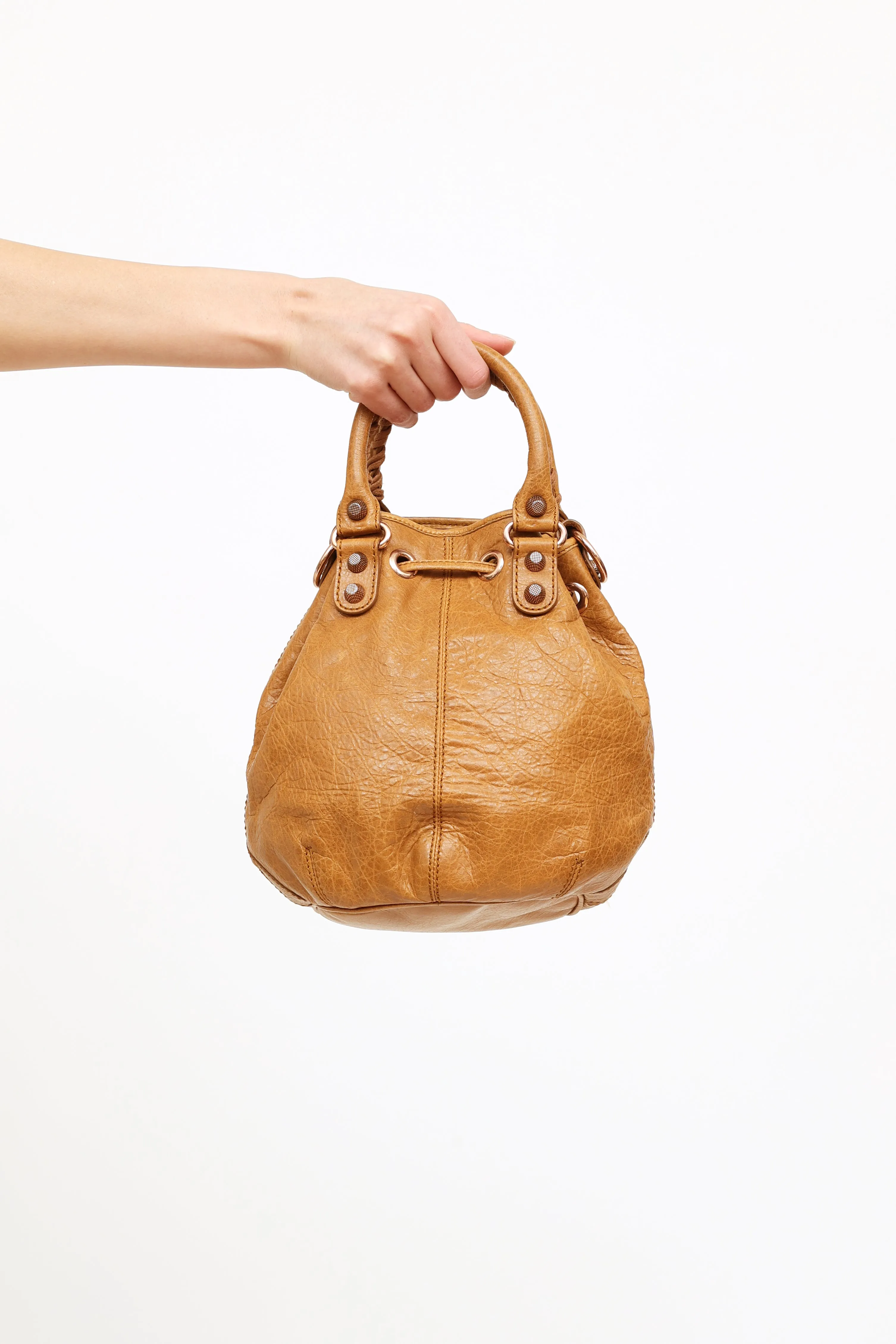 Brown Giant 21 Pompon Bucket Bag