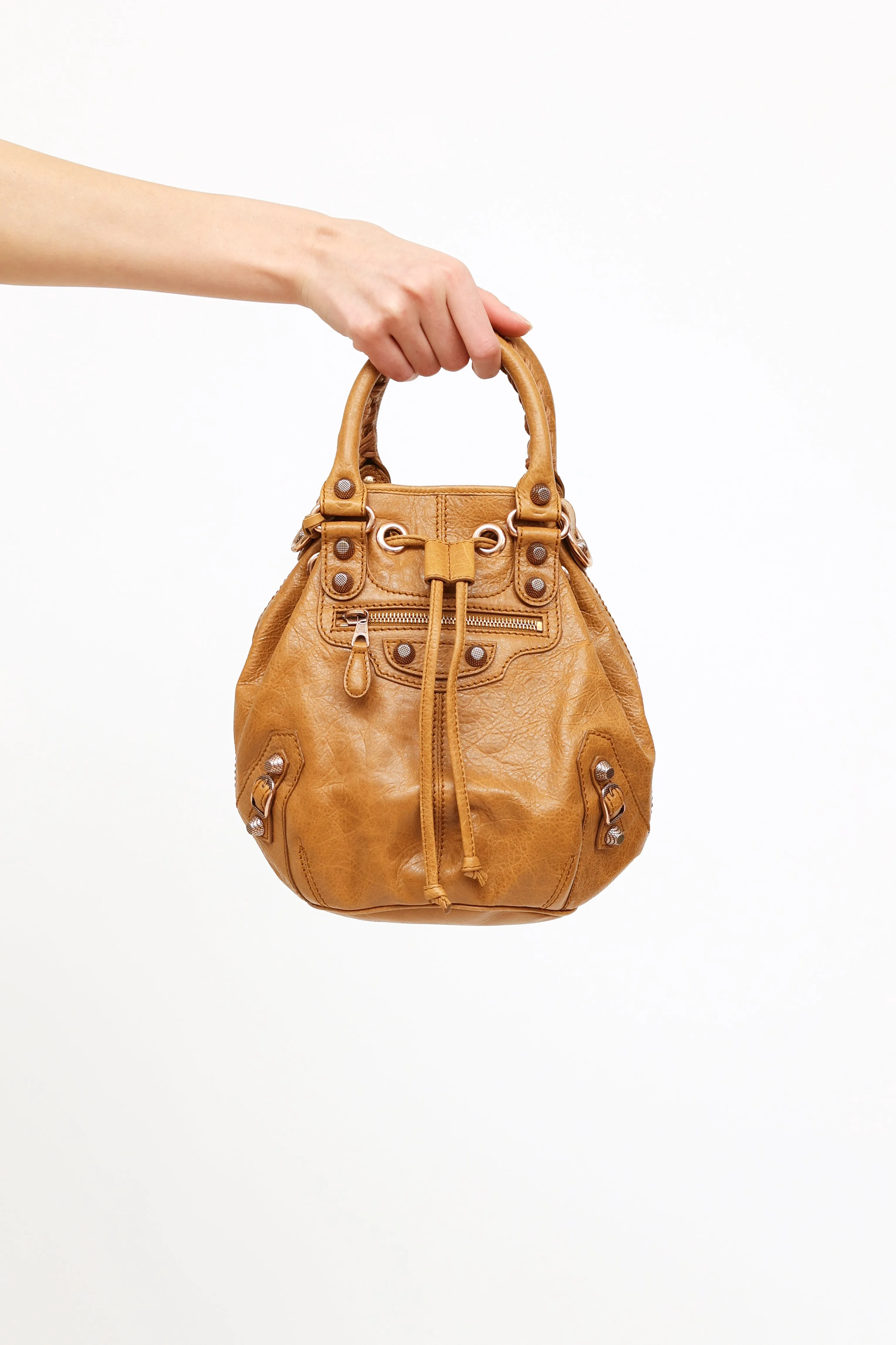 Brown Giant 21 Pompon Bucket Bag