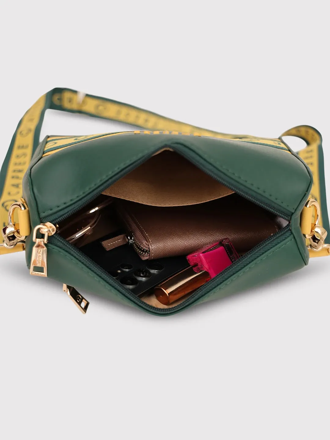 Caprese Trinity Sling Medium Solid Women'S Handbag Dark Green