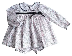 Cary - Fall Long sleeve floral and brown girl Diaper set