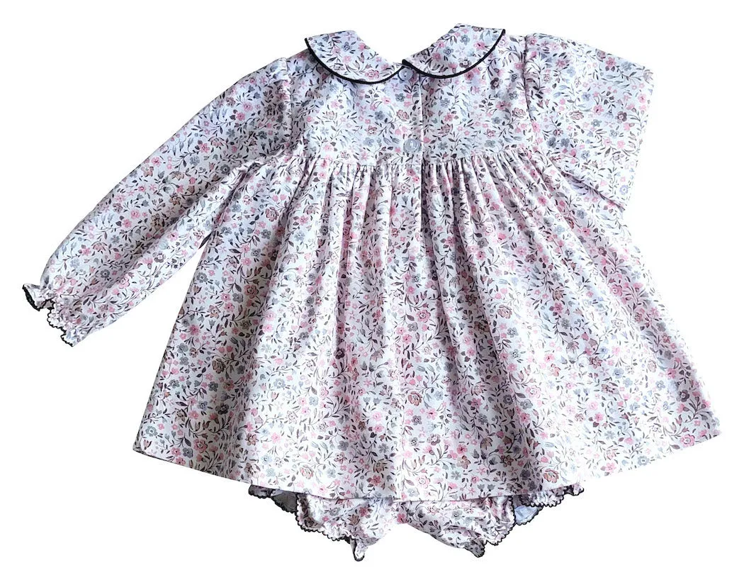 Cary - Fall Long sleeve floral and brown girl Diaper set