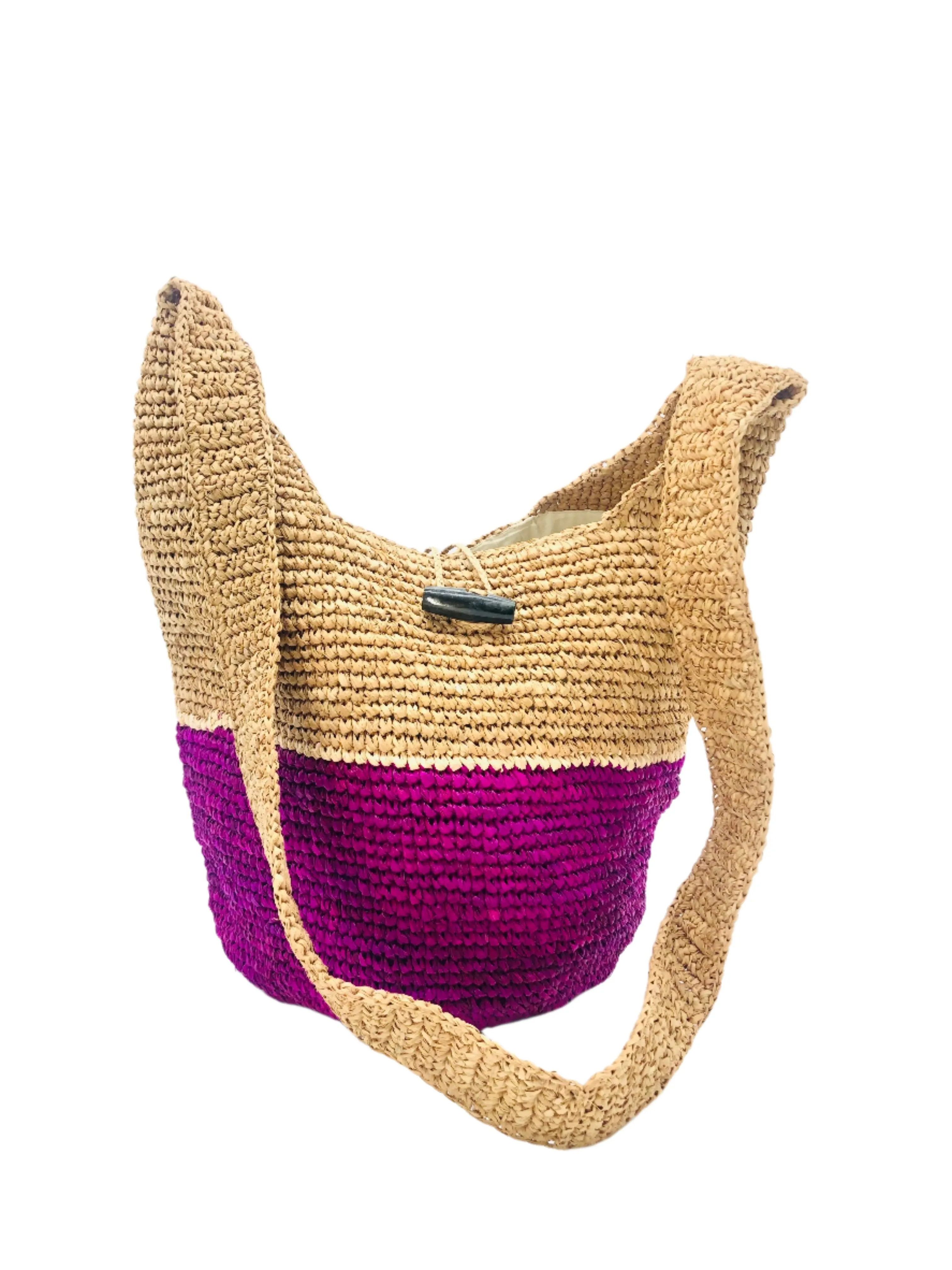 ConCon Two Tone Crochet Straw Crossbody Bag