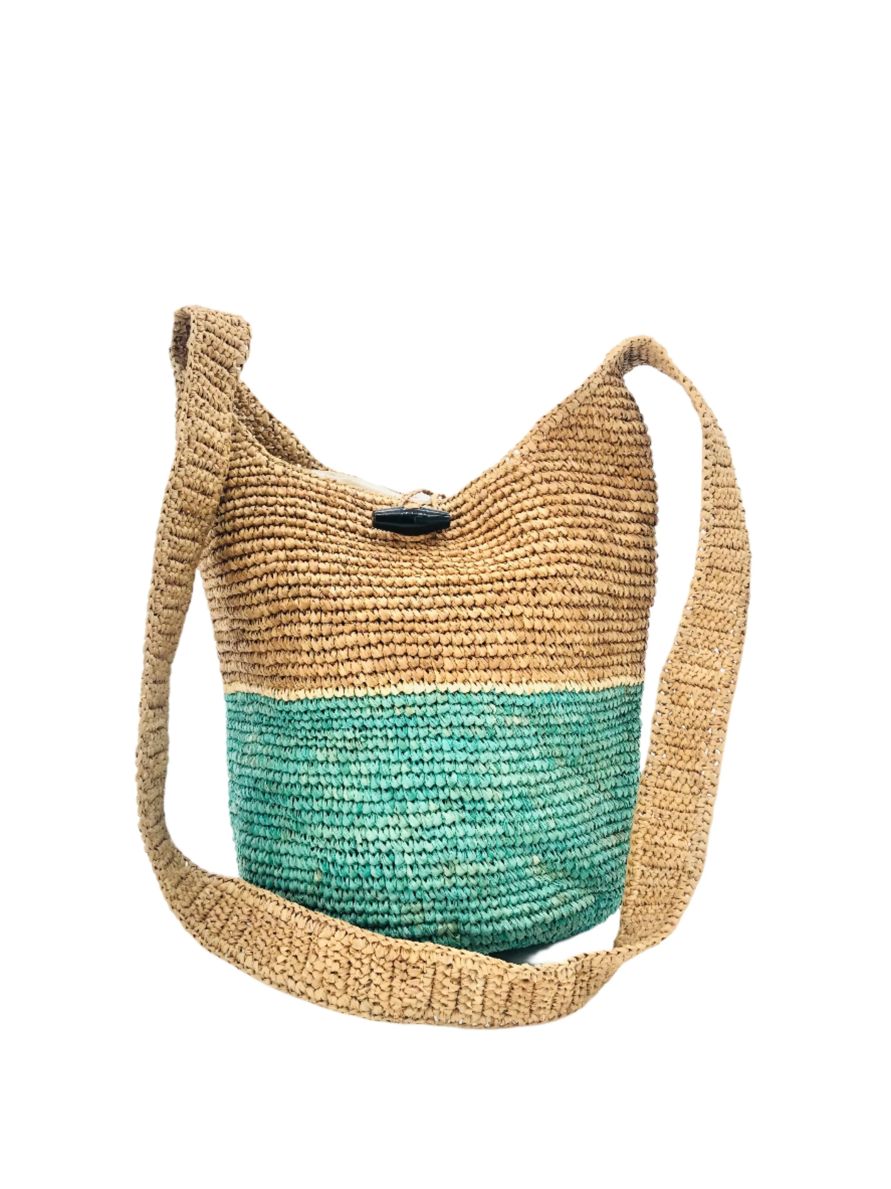 ConCon Two Tone Crochet Straw Crossbody Bag