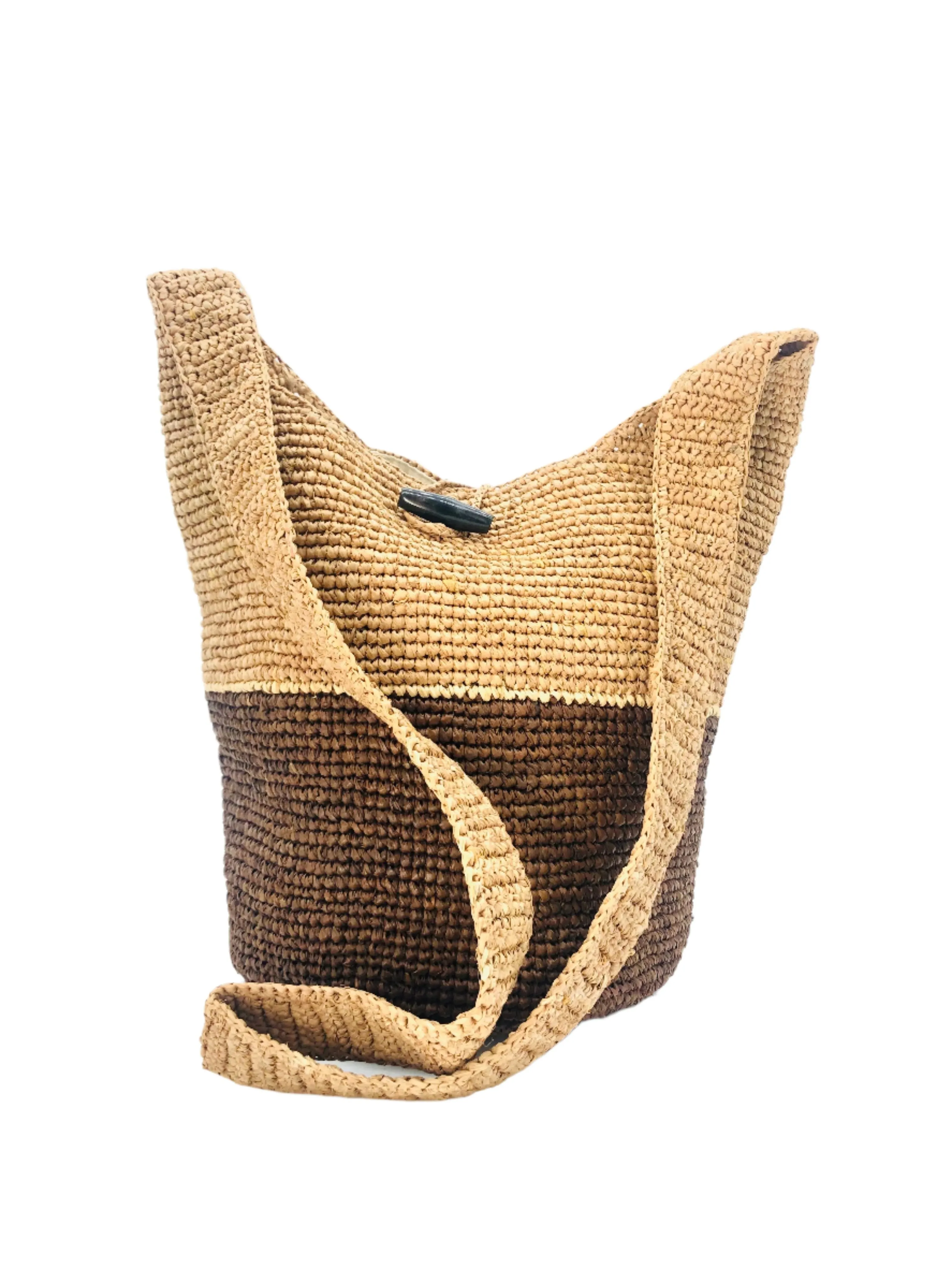 ConCon Two Tone Crochet Straw Crossbody Bag