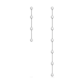 Constella Drop Asymmetric Design White Rhodium Plated Earrings 5641681