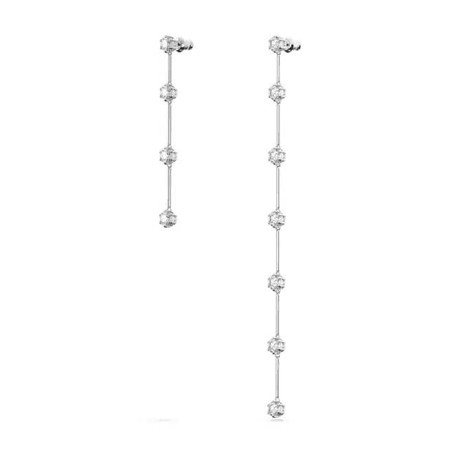 Constella Drop Asymmetric Design White Rhodium Plated Earrings 5641681