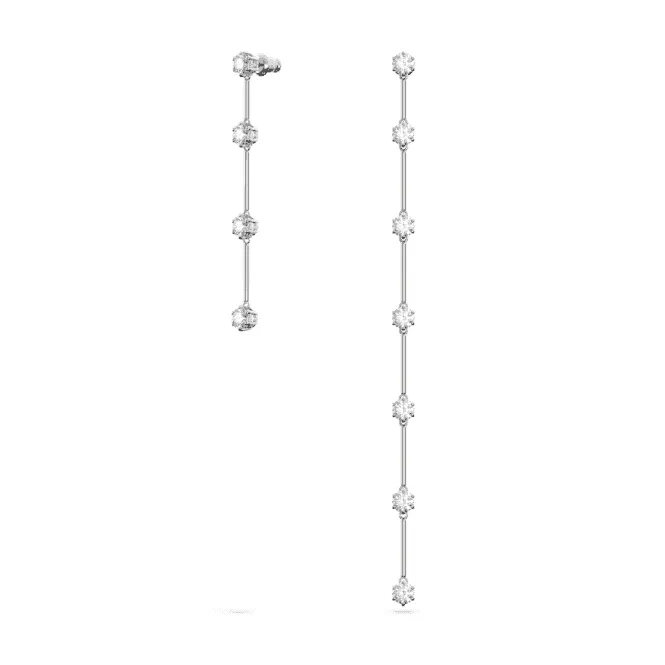 Constella Drop Asymmetric Design White Rhodium Plated Earrings 5641681