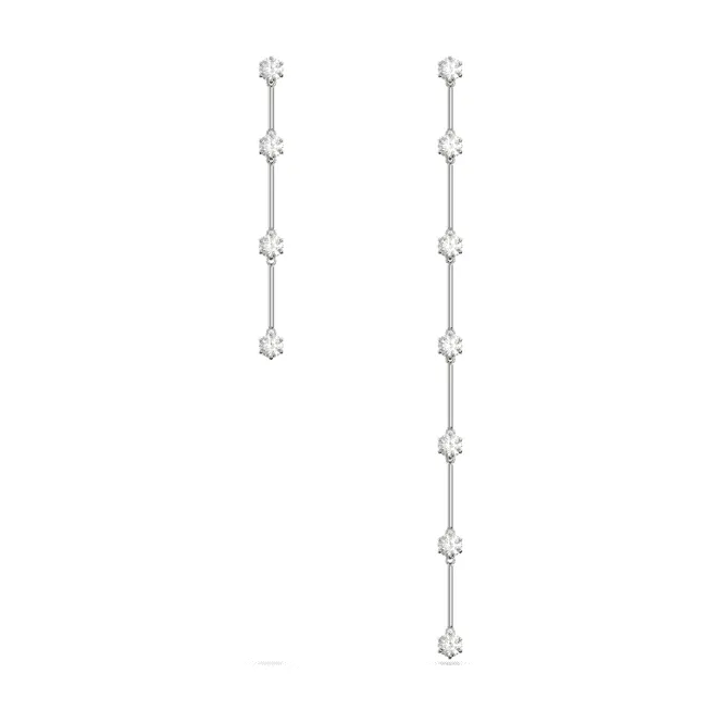 Constella Drop Asymmetric Design White Rhodium Plated Earrings 5641681