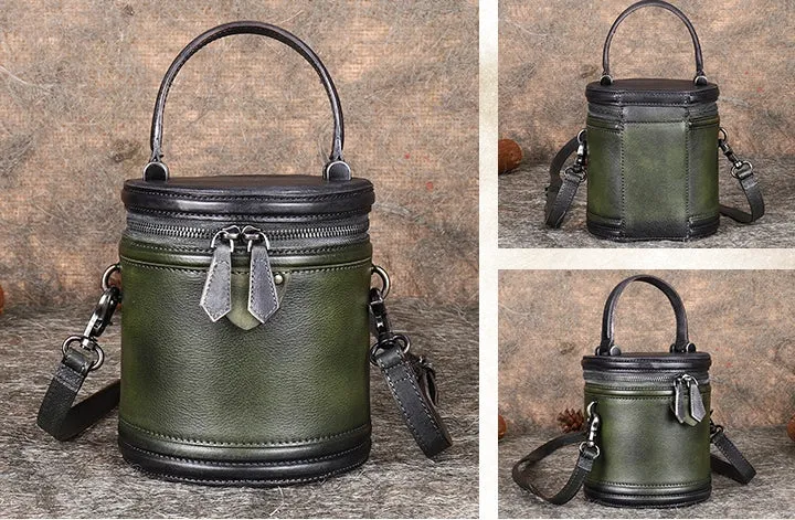 Cute Womens Red Leather Bucket Bags Shoulder Bag Purses for Women
