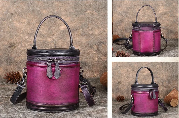 Cute Womens Red Leather Bucket Bags Shoulder Bag Purses for Women