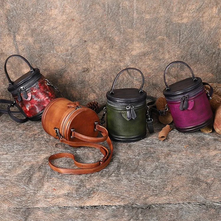 Cute Womens Red Leather Bucket Bags Shoulder Bag Purses for Women