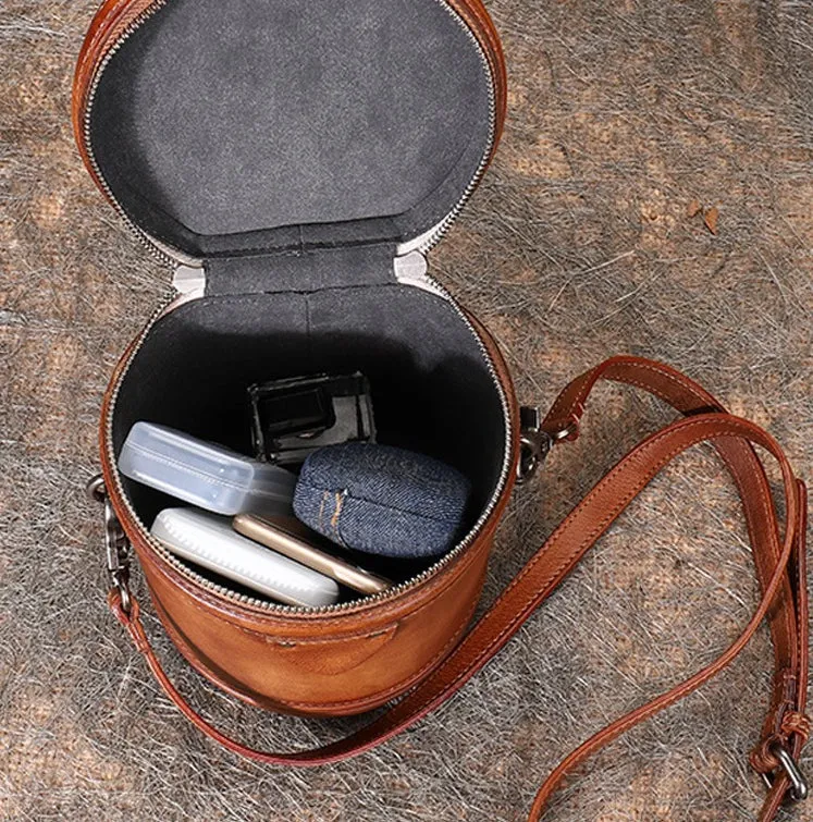 Cute Womens Red Leather Bucket Bags Shoulder Bag Purses for Women