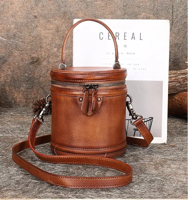Cute Womens Red Leather Bucket Bags Shoulder Bag Purses for Women