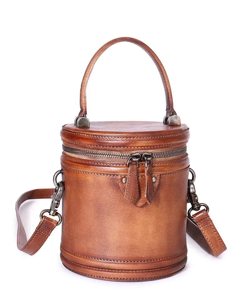 Cute Womens Red Leather Bucket Bags Shoulder Bag Purses for Women