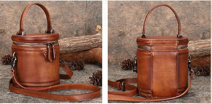 Cute Womens Red Leather Bucket Bags Shoulder Bag Purses for Women