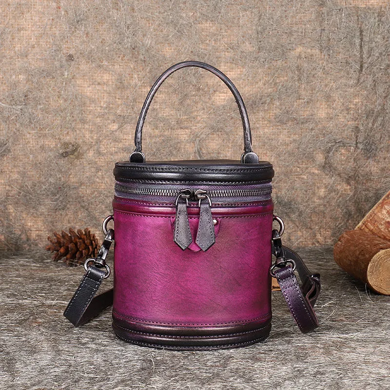 Cute Womens Red Leather Bucket Bags Shoulder Bag Purses for Women