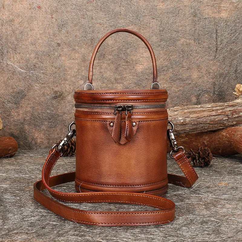 Cute Womens Red Leather Bucket Bags Shoulder Bag Purses for Women