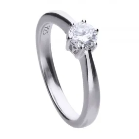Diamonfire Silver White 6 Claw Solitaire Zirconia Ring R3618