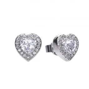 Diamonfire Silver White Zirconia Heart Earrings E5589