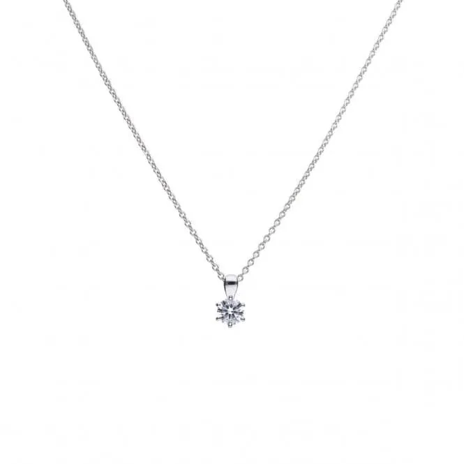 Diamonfire Silver White Zirconia Solitaire Pendant P4609