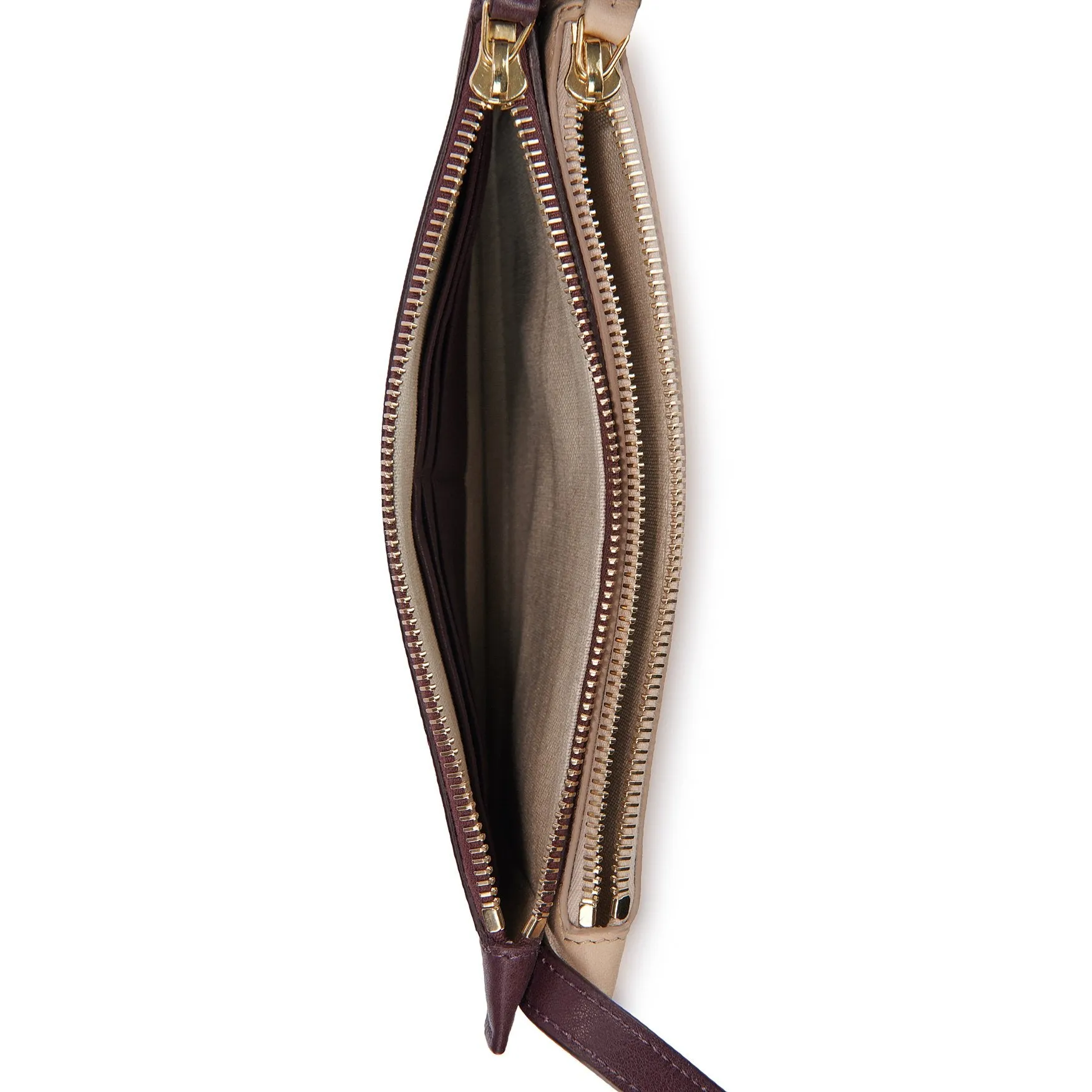 Double Crossbody - Beige/Eggplant