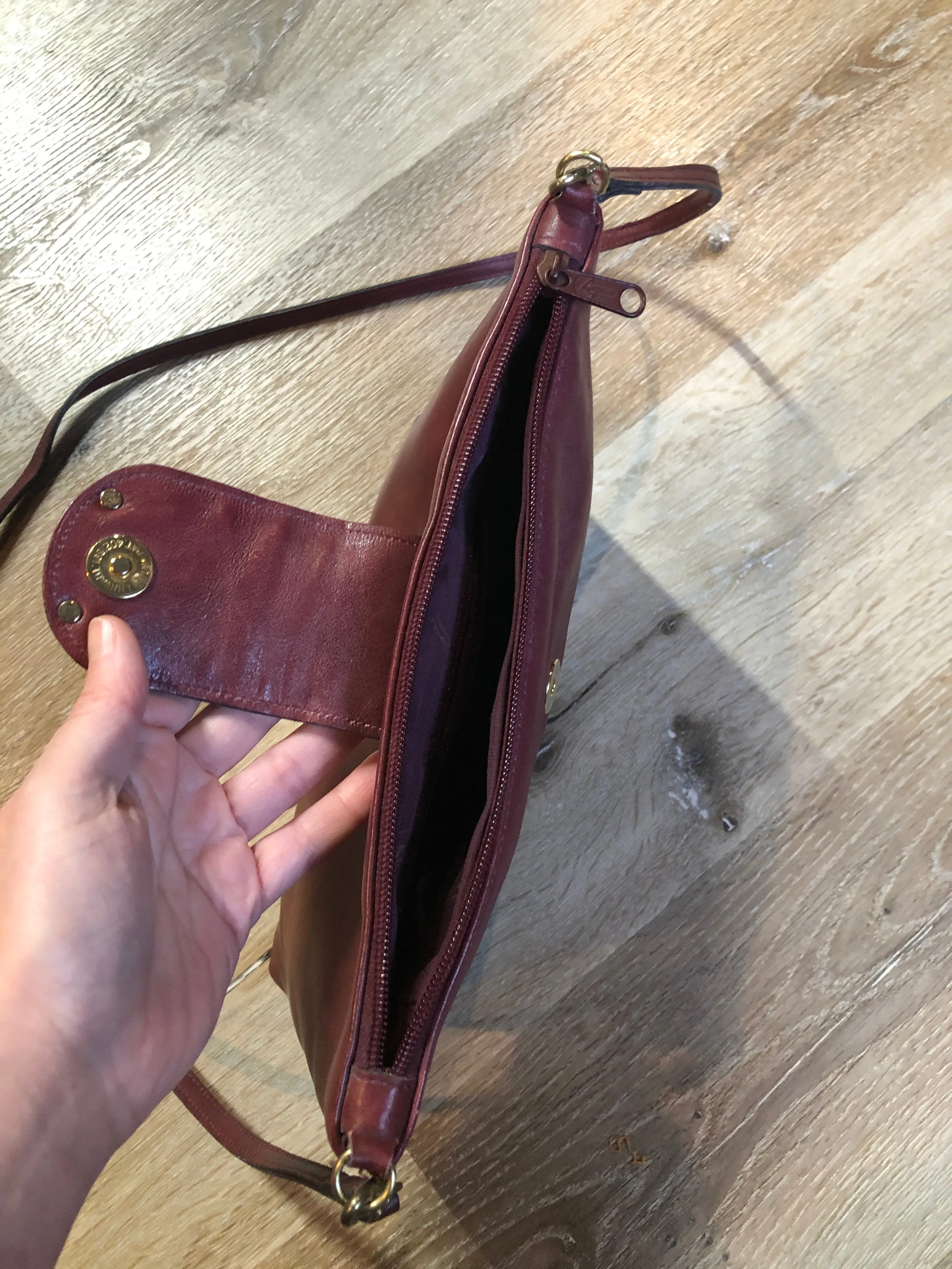 Etienne Aigner Burgundy Leather Crossbody Bag, SOLD