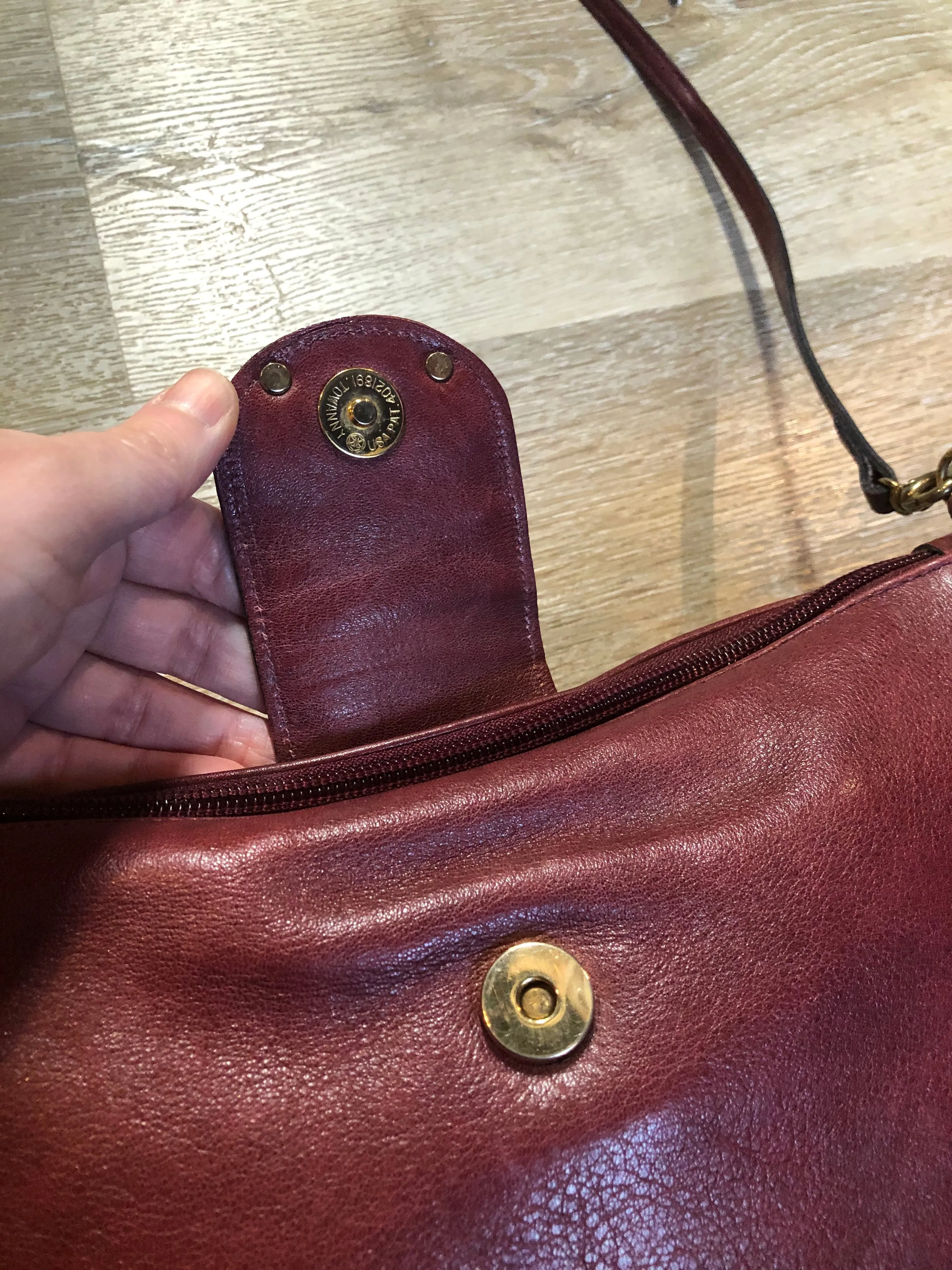 Etienne Aigner Burgundy Leather Crossbody Bag, SOLD