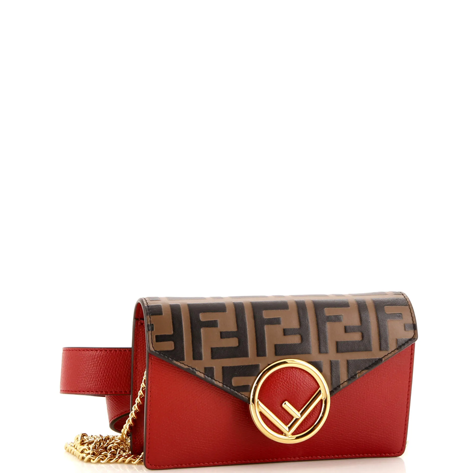 F is Fendi Convertible Belt Bag Leather with Zucca Embossed Detail