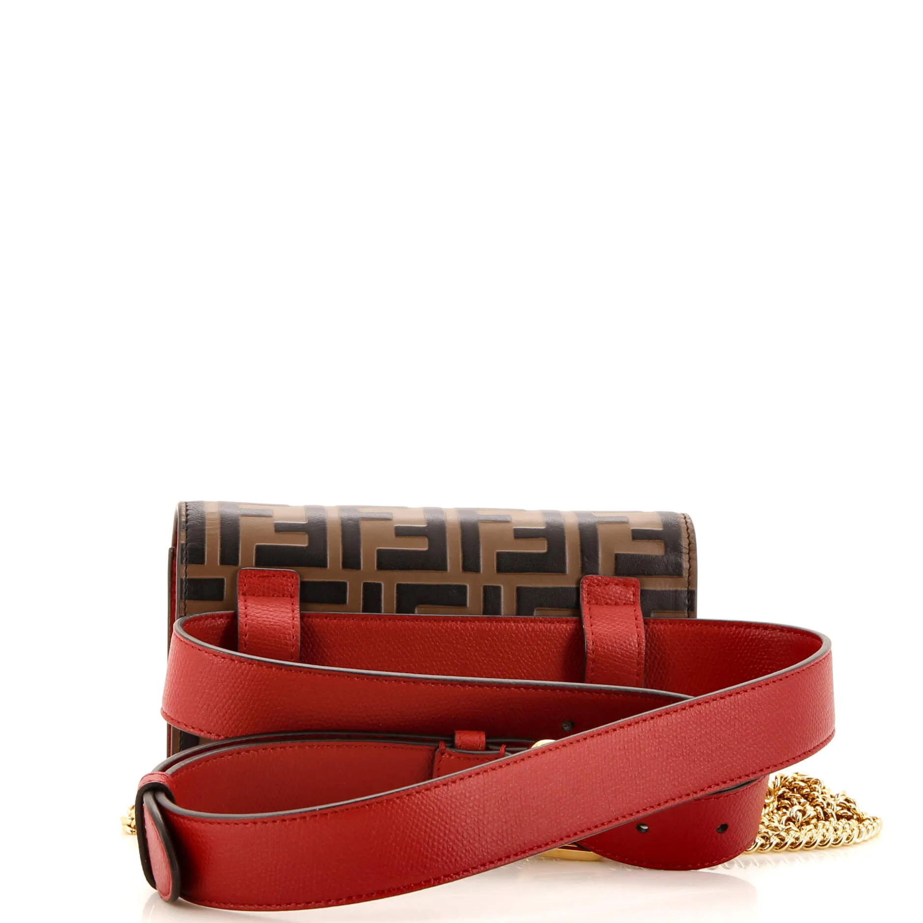 F is Fendi Convertible Belt Bag Leather with Zucca Embossed Detail