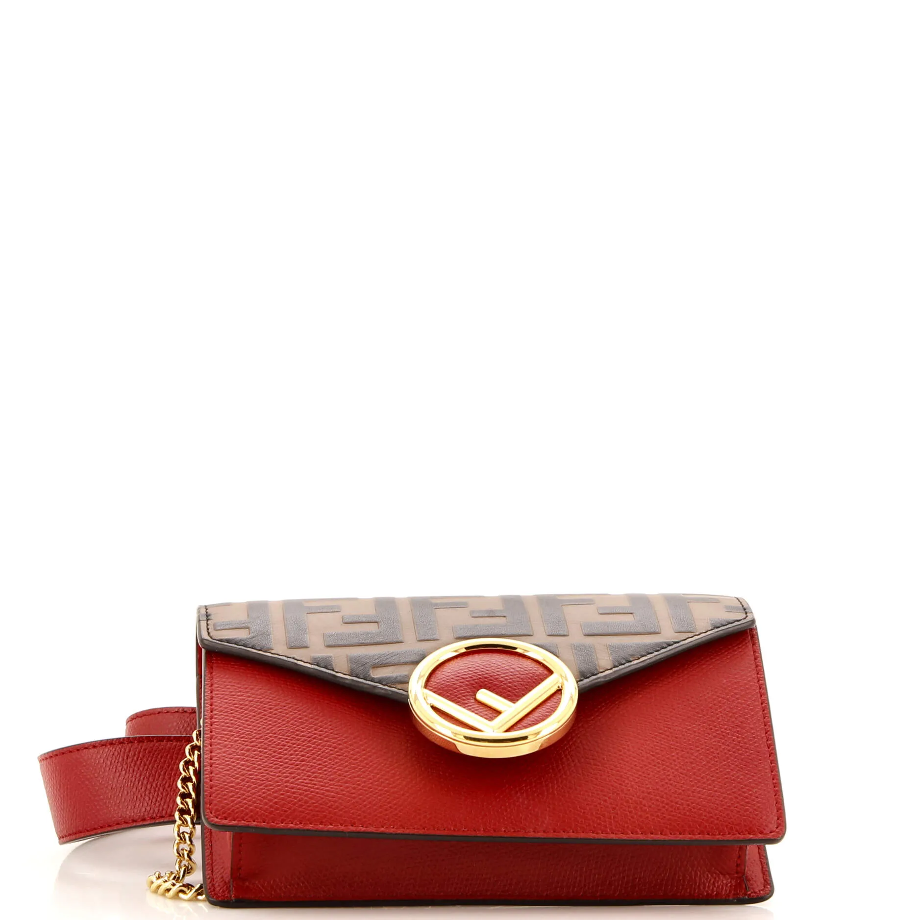 F is Fendi Convertible Belt Bag Leather with Zucca Embossed Detail