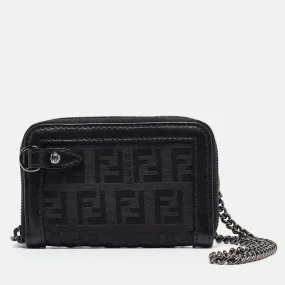 Fendi Black Zuchino Canvas And Leather Coin Purse