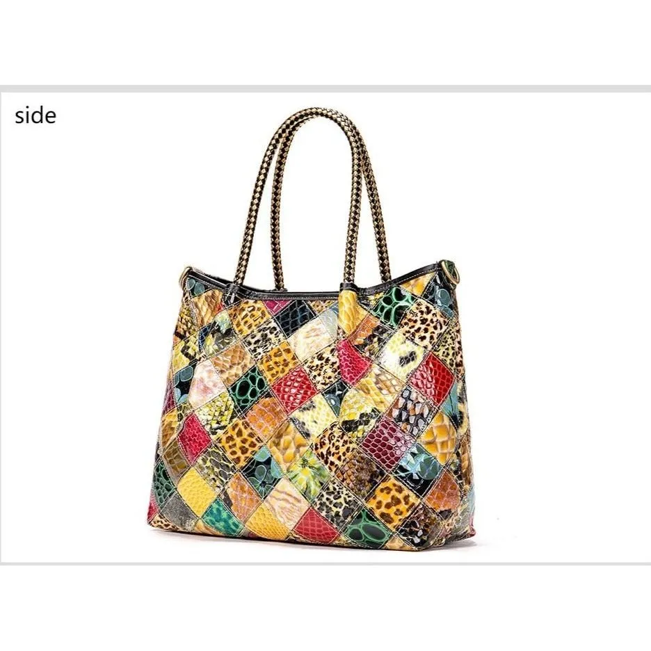 Floral Luxe Leather Shoulder Handbag