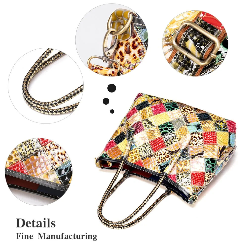 Floral Luxe Leather Shoulder Handbag